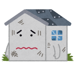 外壁が傷んだ家のイラスト
