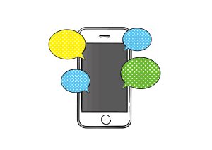 スマホとコメントが書かれたイラスト