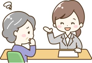 外壁塗装の現場で施主と業者が話をすれ違わせているイラスト