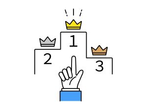 外壁塗装ランキングの順位を指さす人物のイラスト