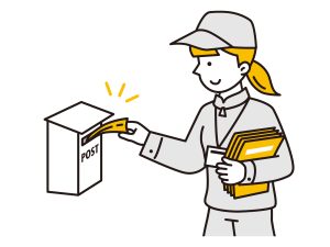 ポストにチラシを投函するイメージ(ポスティングのイラスト)