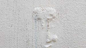 凍害でモルタル外壁が浮き、表面がポコッとしている状態