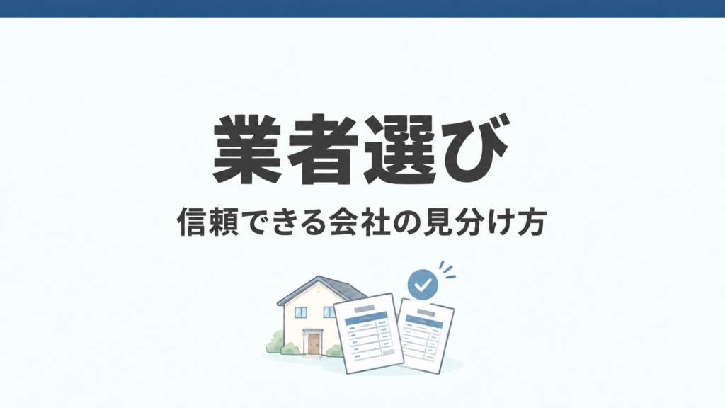 業者選び：信頼できる会社の見分け方。